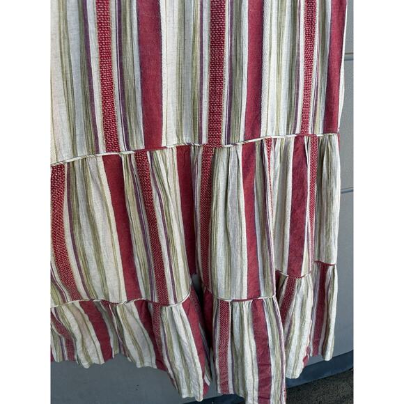 FAHERTY Lanai Linen Cotton Blend Striped Boho Sleeveless Tie Shoulder Dress XL - Picture 7 of 16